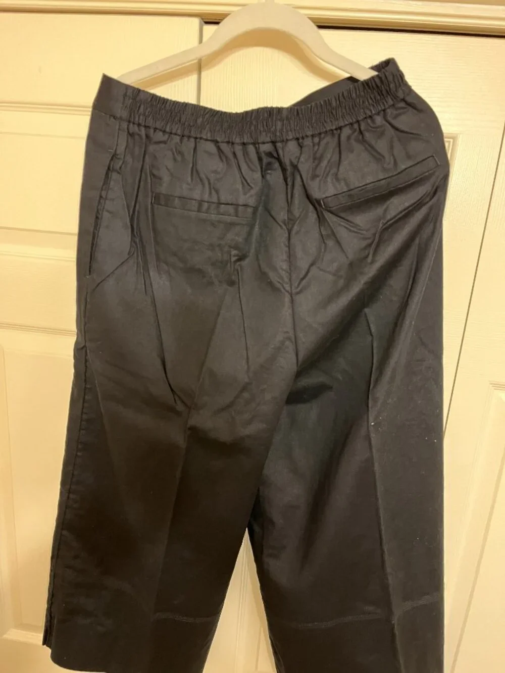 Banana Republic Linen-Blend Elastic Waist Wide-Leg Cropped Pants - Black (Medium